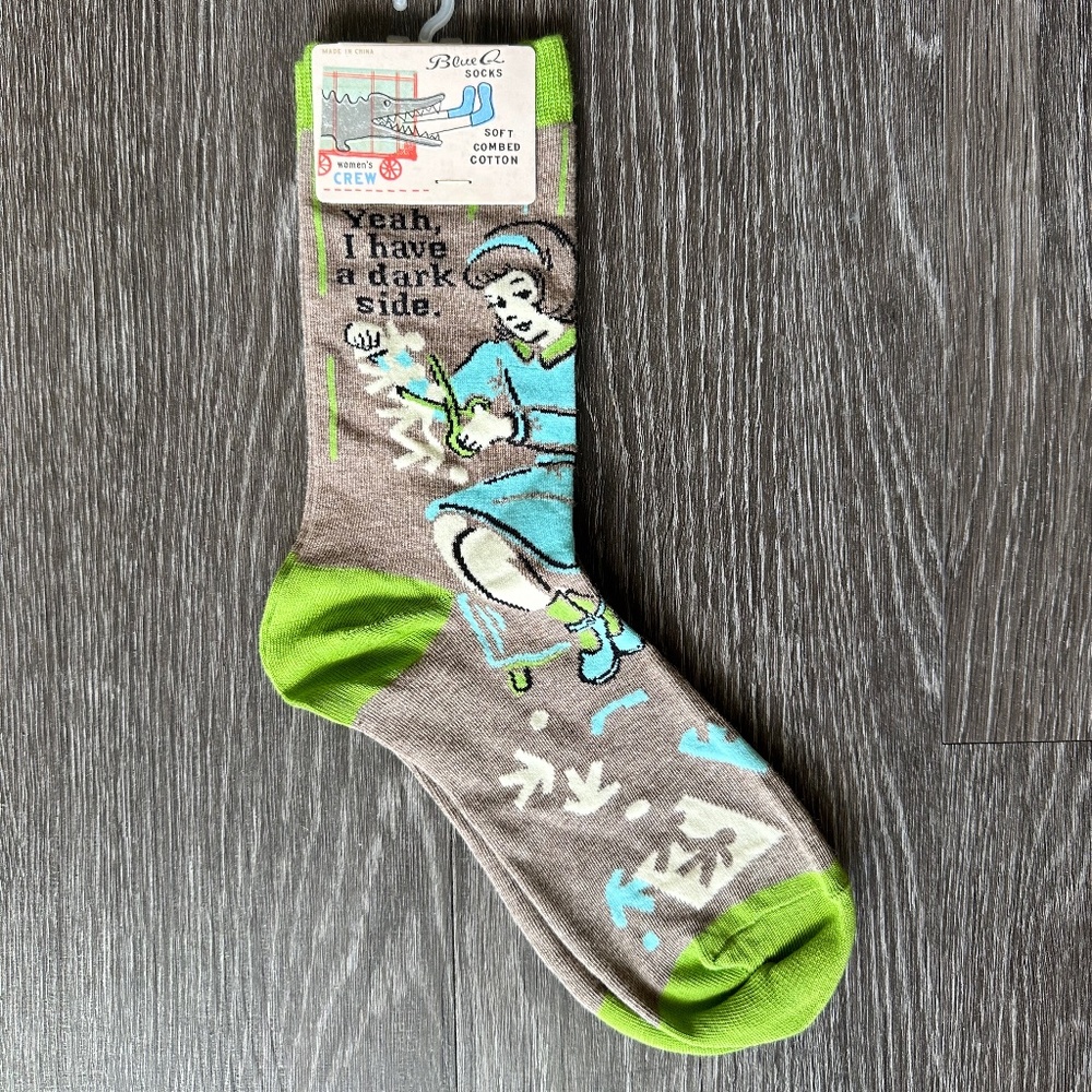 BlueQ Socks Women’s 5 - 10 Crew Yeah, I have a dark side.